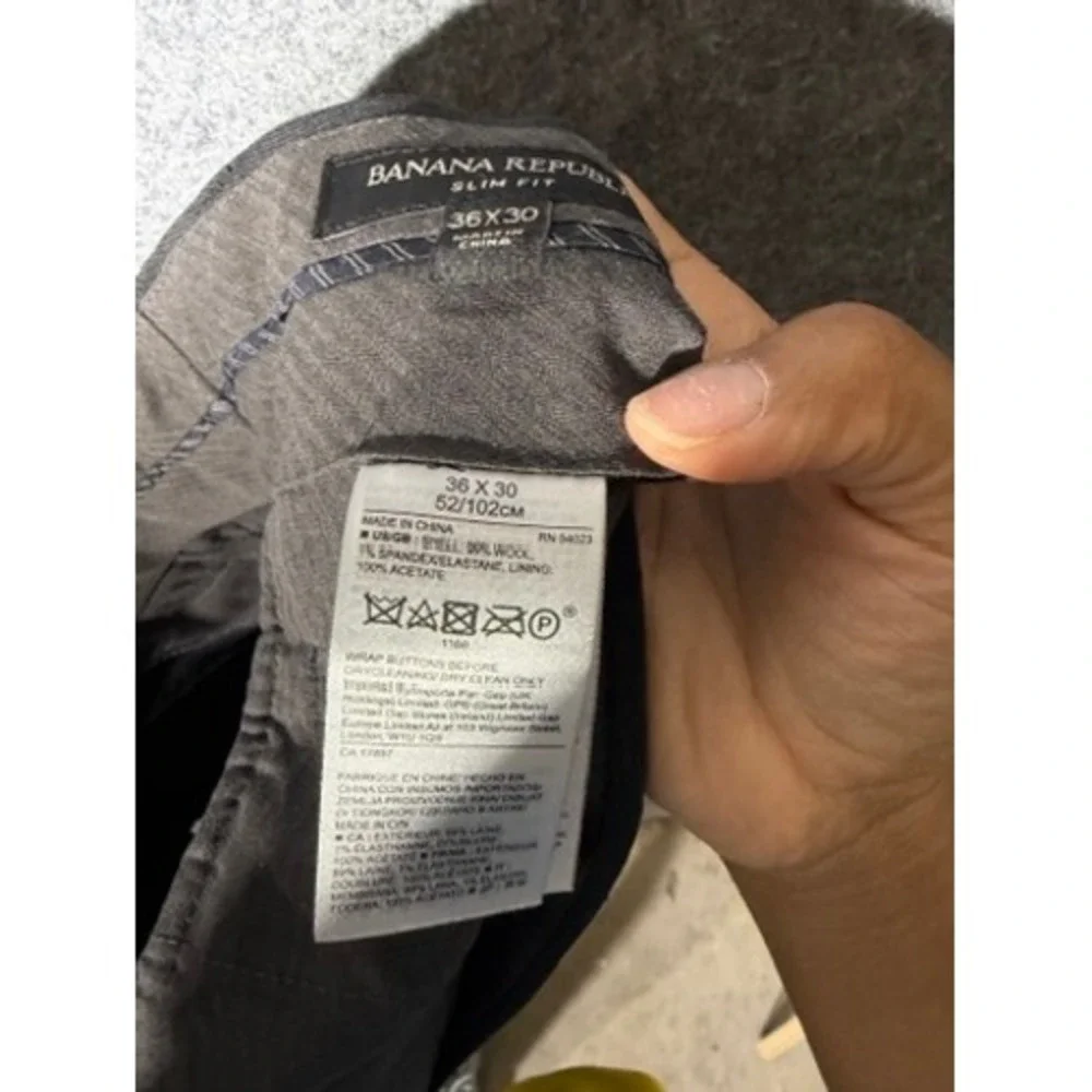 Banana Republic Mens 36x28 Slim Fit Marzotto Italian Wool Dress Pants Gray Solid